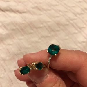 Emerald earrings and matching ring